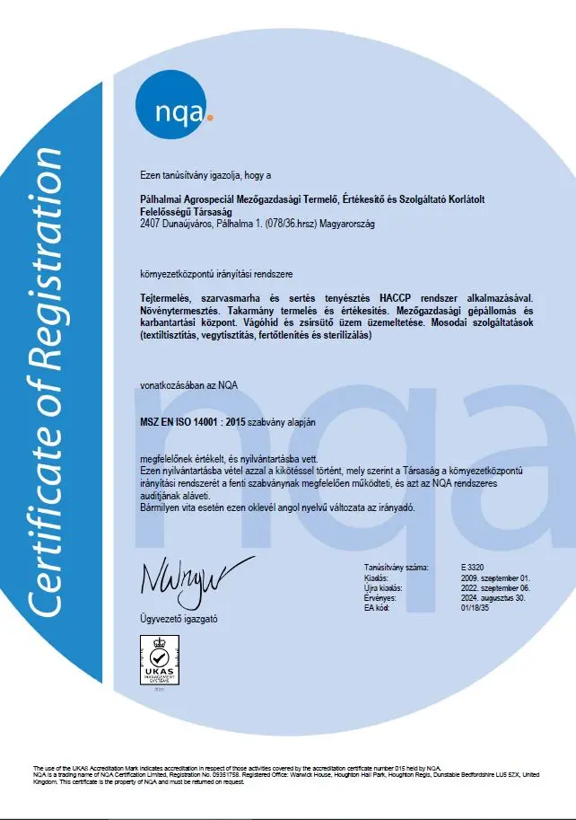 MSZ EN ISO 14001:2015 tan&uacute;s&iacute;tv&aacute;ny
